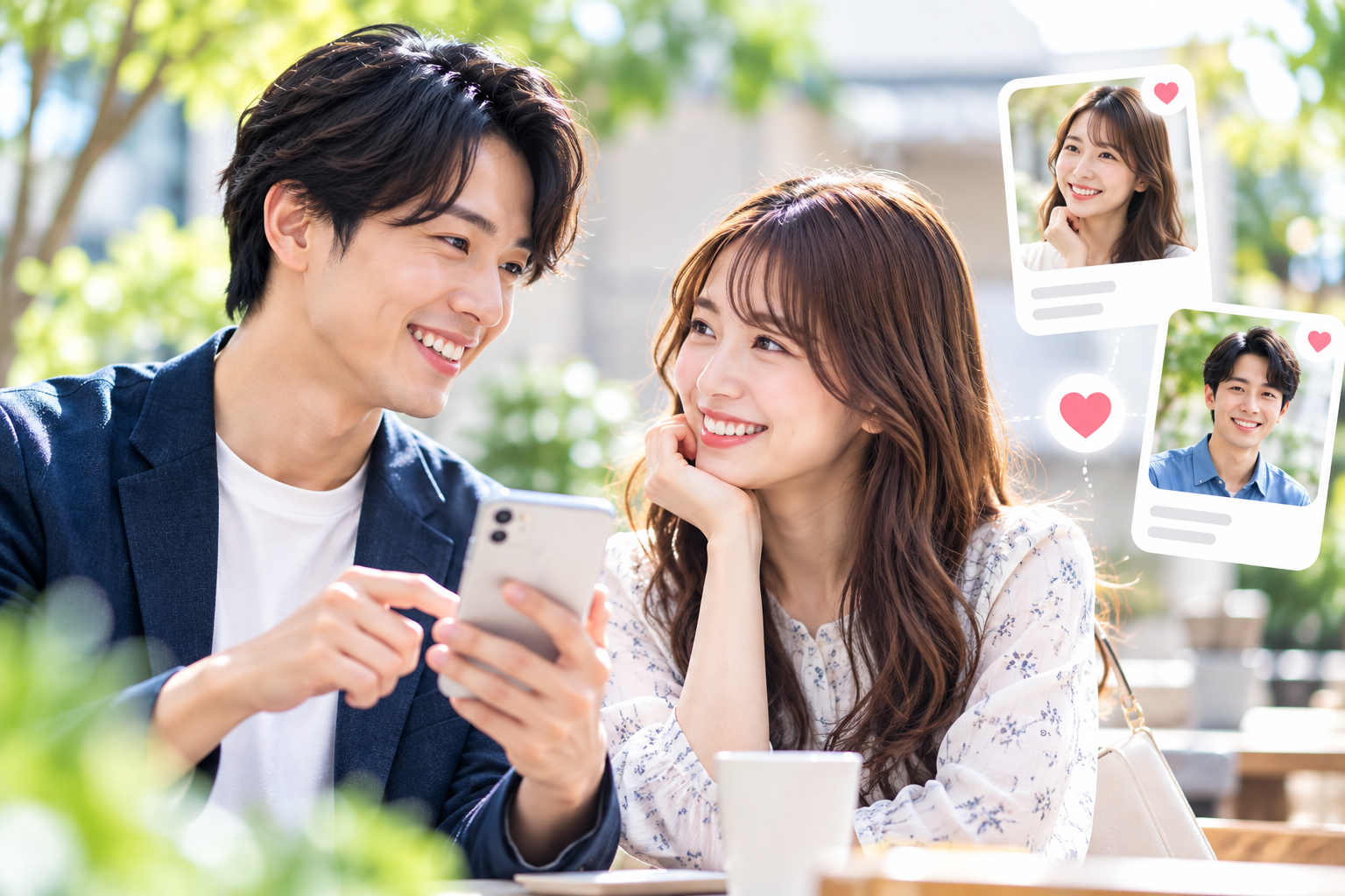 マッチングサービスを利用する男女のイメージ