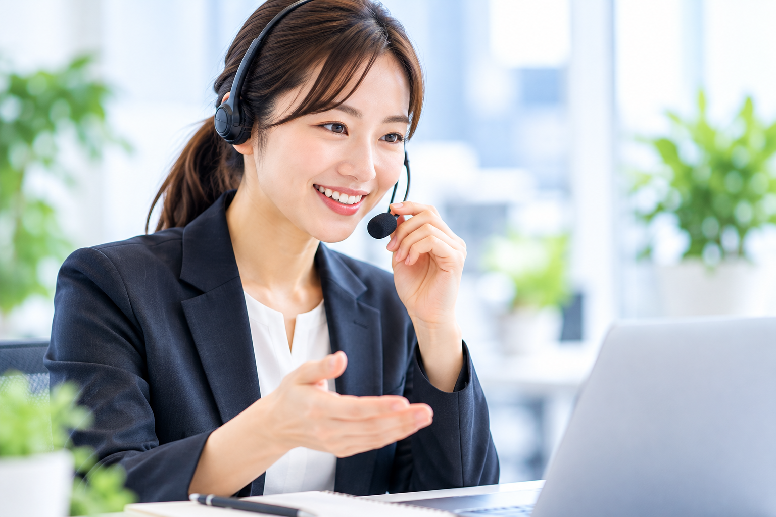 担当スタッフがサービスの説明をする様子